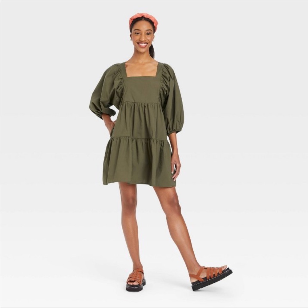 [a new day] short sleeve a line dress - Picture 2 of 5
